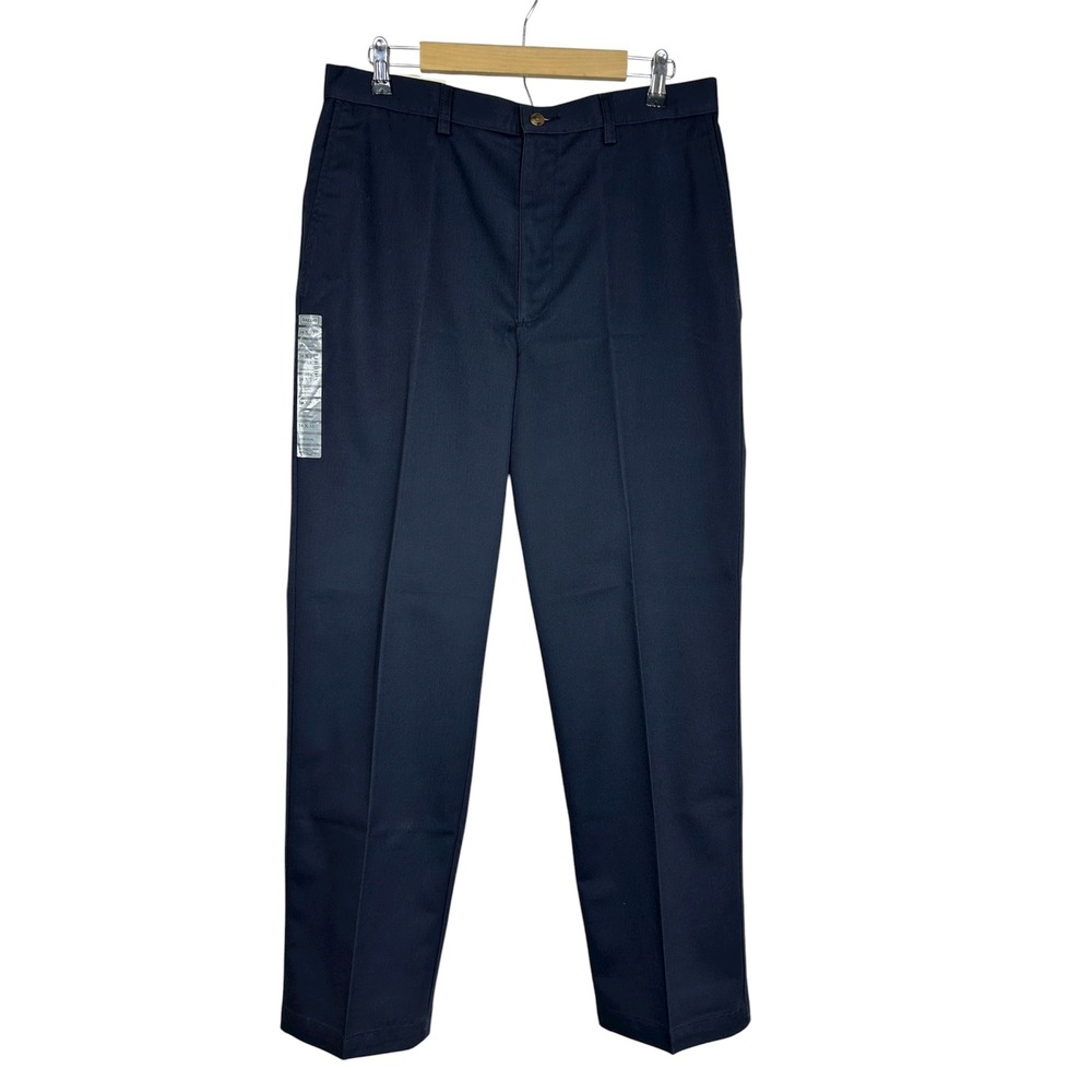 Haggar Cotton Navy Wrinkle Free Stain Repellent Workwear Classic Pants 34/31